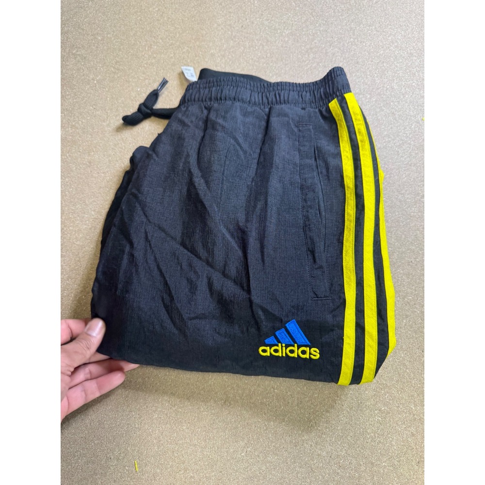 Adidas Manchester United Track Pants Yellow‎ Stripe Black Athletic Joggers L Y2k